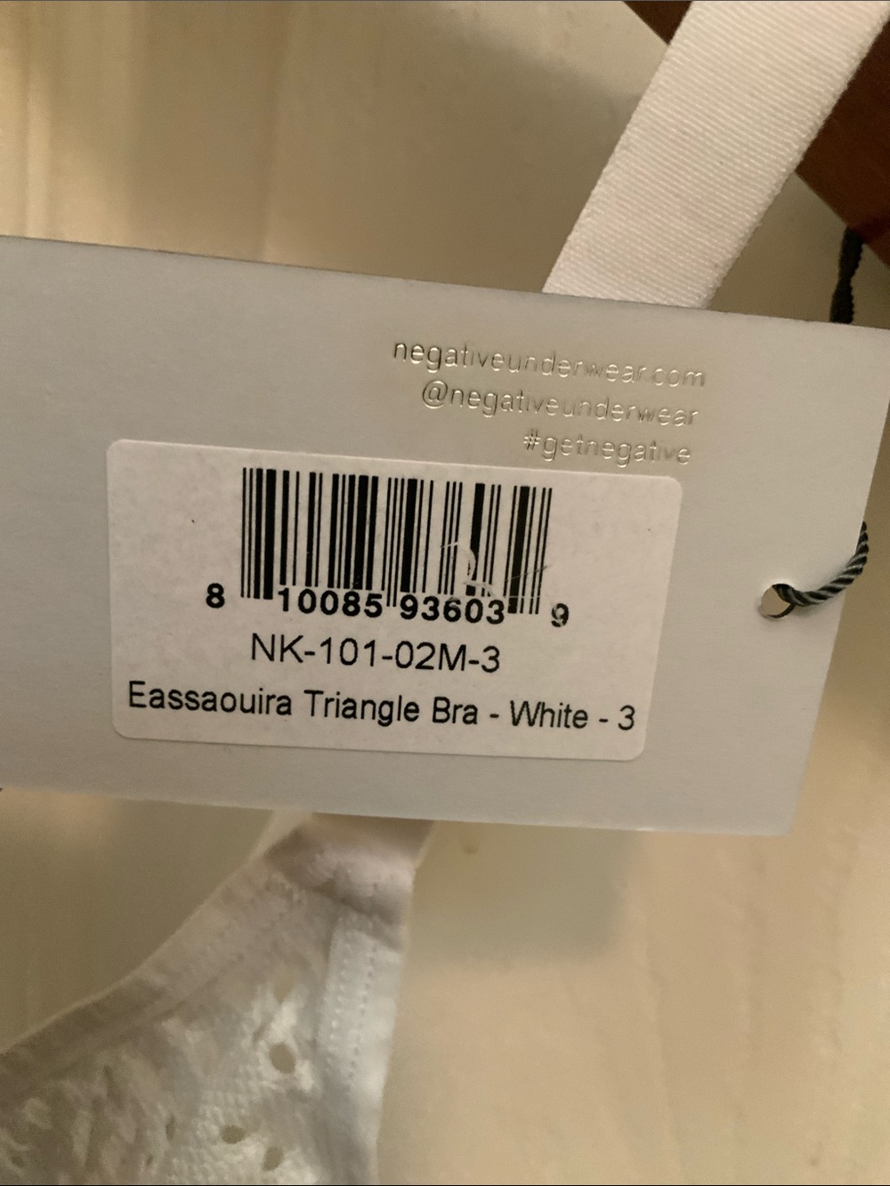 Negative Eyelet Lace Triangle Bra White Diamond-Embellished Bralette - Picture 2 of 4